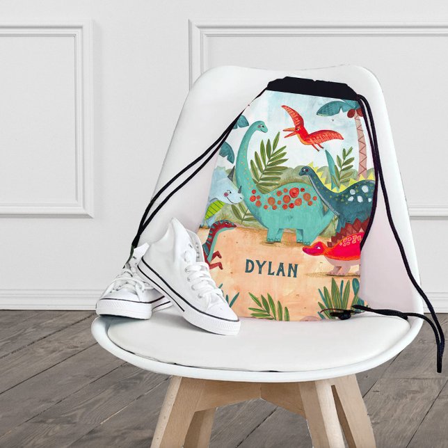 Dinosaur jungle cute sport kids drawstring bag (Creator Uploaded)