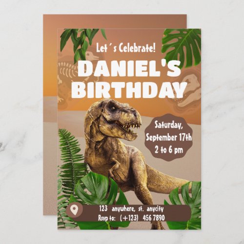 Dinosaur Jungle Kids Birthday Party Gifts Invitation
