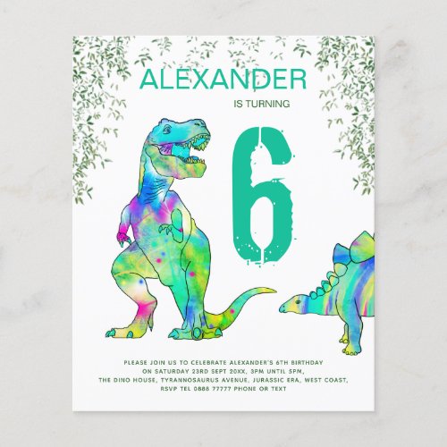 dinosaur jungle party boys Birthday Budget Flyer