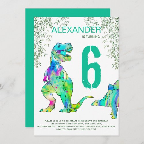 Dinosaur jungle party boys Birthday Invitation