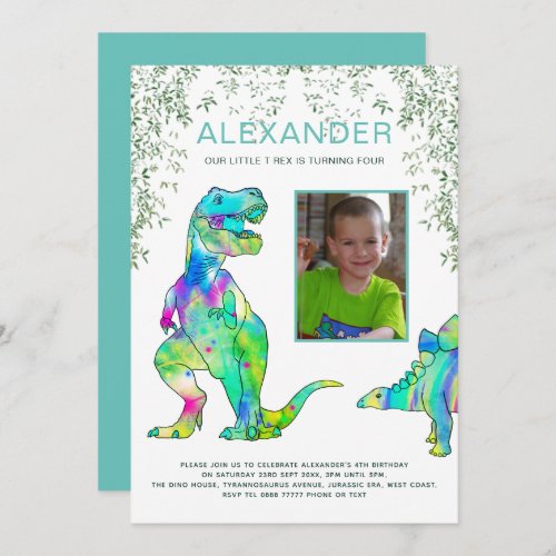 Dinosaur Jungle Photo Birthday Party Invitation