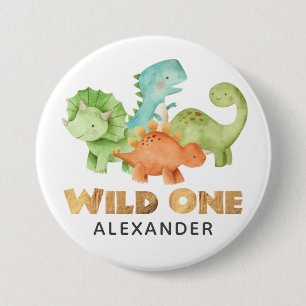 Dinosaur Jurassic 1st Birthday Themed Button