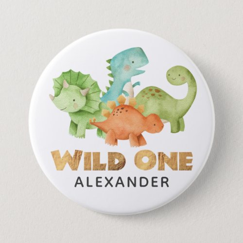 Dinosaur Jurassic 1st Birthday Themed Button