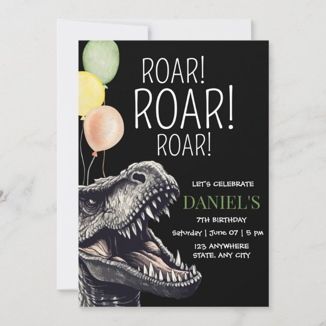 Dinosaur Jurassic Adventure T-Rex Birthday  Invitation (Front)