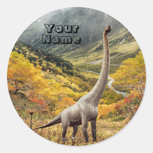 Dinosaur Jurassic Park Name Beautiful Classic Round Sticker (Front)