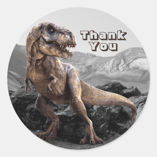 Dinosaur Jurassic Park Thank You Beautiful Classic Round Sticker (Front)