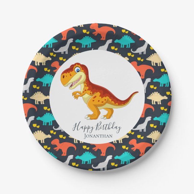 Dinosaur jurassic T Rex Party   Paper Plates (Front)
