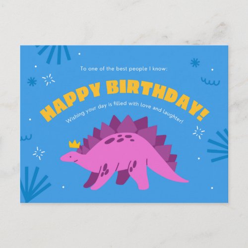 Dinosaur Kiddie Birthday Postcard
