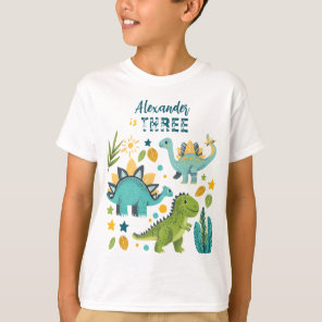 Dinosaur Kids 3rd Birthday Party T-Shirt