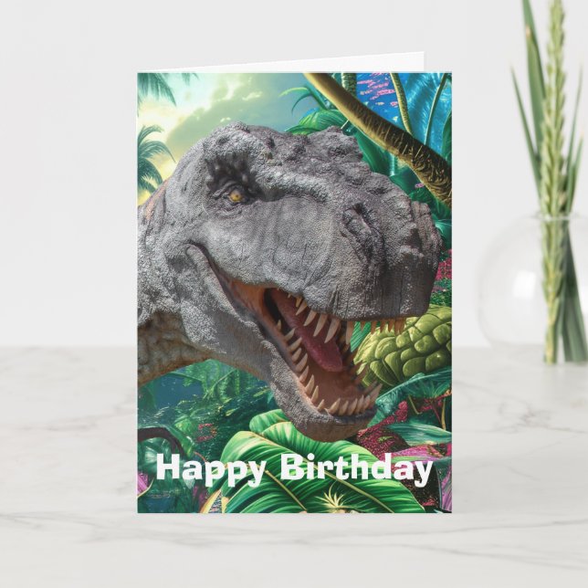 Dinosaur kids birthday card (Front)