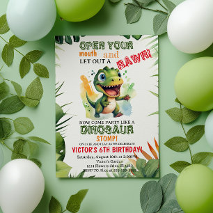 Dinosaur Kids Birthday Dino Trex Boy Invitation
