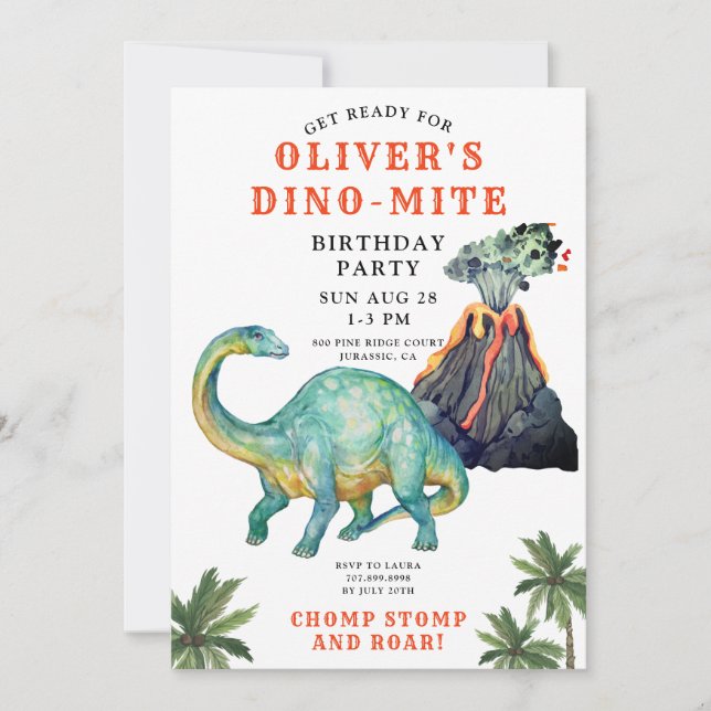 Dinosaur Kid's Birthday Invitation (Front)