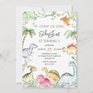Dinosaur Kids Birthday Invitation