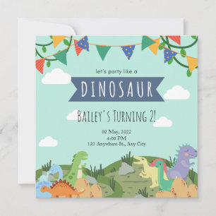 Dinosaur Kids Birthday Invitation