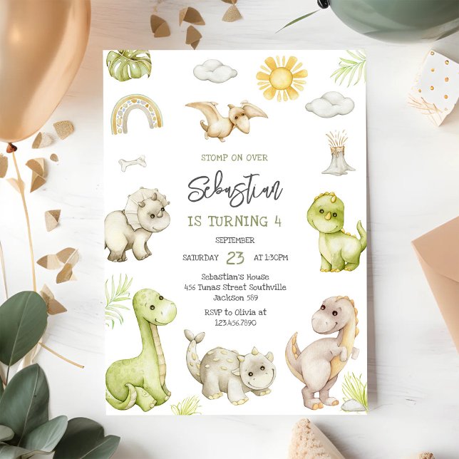 Dinosaur Kids Birthday Invitation (Creator Uploaded)