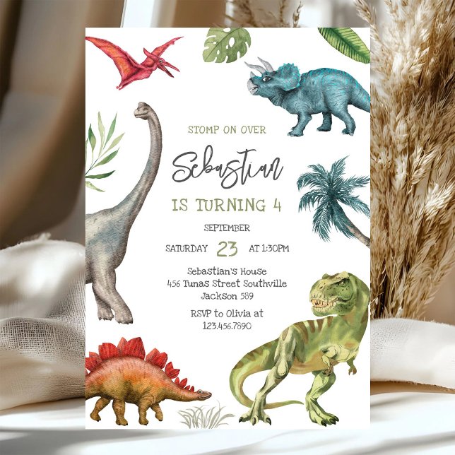 Dinosaur Kids Birthday Invitation (Creator Uploaded)