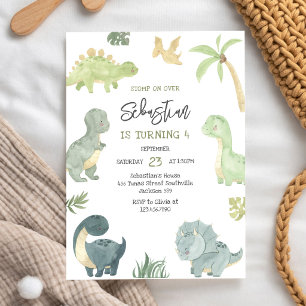 Dinosaur Kids Birthday Invitation