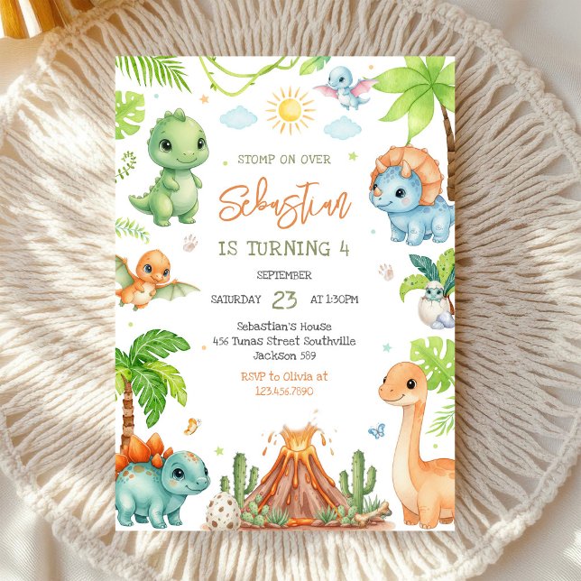 Dinosaur Kids Birthday Invitation (Creator Uploaded)