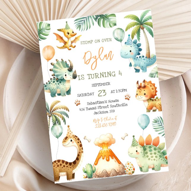 Dinosaur Kids Birthday Invitation (Creator Uploaded)