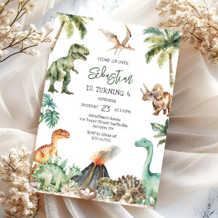 Dinosaur Kids Birthday Invitation