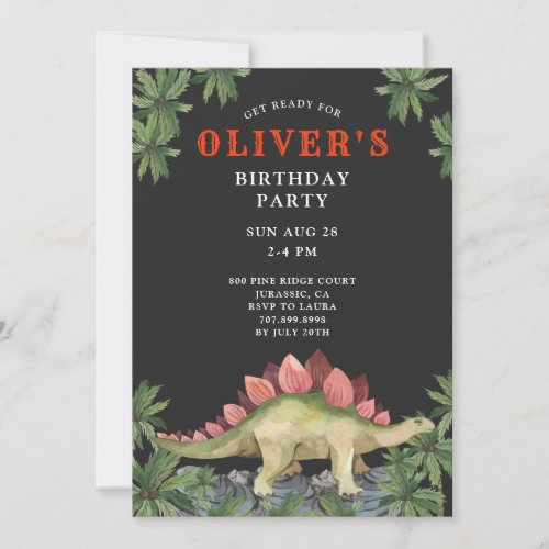 Dinosaur Kids Birthday Invitation
