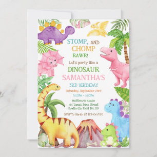 Dinosaur Kids Birthday Invitation