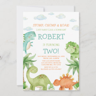 Dinosaur kids birthday invitation