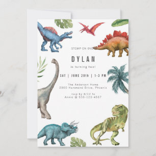 Dinosaur Kids Birthday Party Invitation