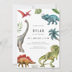 Dinosaur Kids Birthday Party Invitation