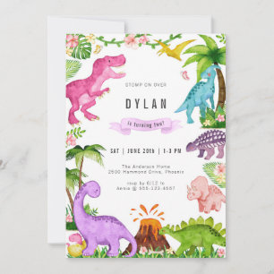 Dinosaur Kids Birthday Party Invitation