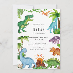 Dinosaur Kids Birthday Party Invitation