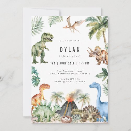 Dinosaur Kids Birthday Party Invitation