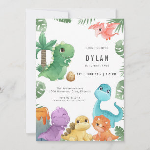 Dinosaur Kids Birthday Party Invitation