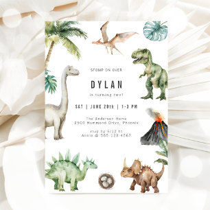 Dinosaur Kids Birthday Party Invitation