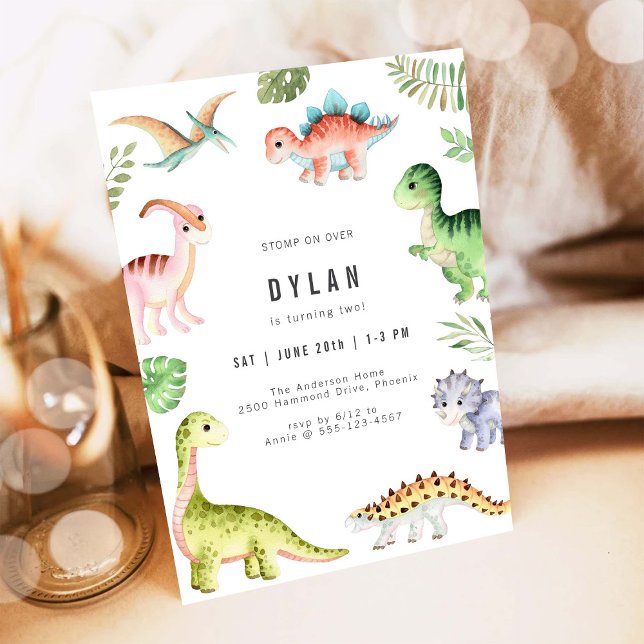 Dinosaur Kids Birthday Party Invitation (Creator Uploaded)
