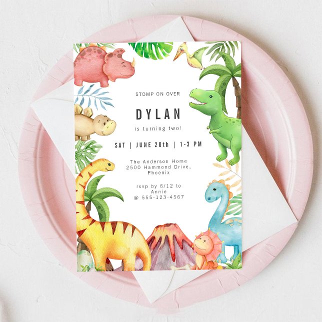 Dinosaur Kids Birthday Party Invitation (Creator Uploaded)