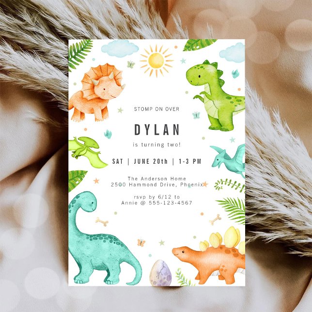 Dinosaur Kids Birthday Party Invitation (Creator Uploaded)