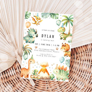 Dinosaur Kids Birthday Party Invitation