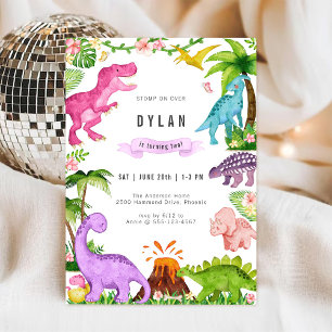 Dinosaur Kids Birthday Party Invitation