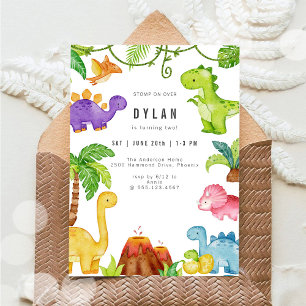 Dinosaur Kids Birthday Party Invitation