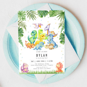 Dinosaur Kids Birthday Party Invitation