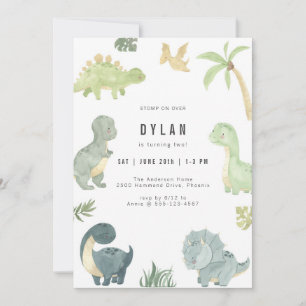 Dinosaur Kids Birthday Party Invitation