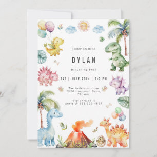 Dinosaur Kids Birthday Party Invitation