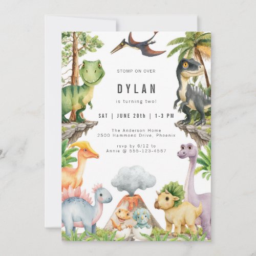 Dinosaur Kids Birthday Party Invitation