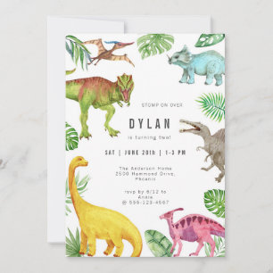 Dinosaur Kids Birthday Party Invitation