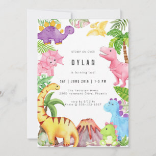 Dinosaur Kids Birthday Party Invitation