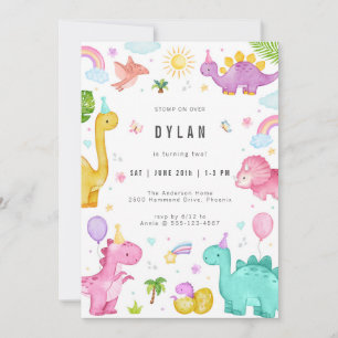 Dinosaur Kids Birthday Party Invitation