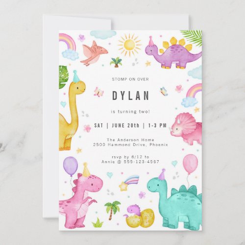 Dinosaur Kids Birthday Party Invitation