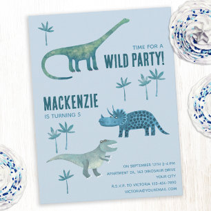 Dinosaur Kids Birthday Party Invitation Postcard