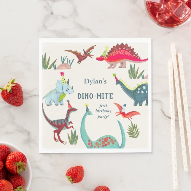 Dinosaur kids birthday party  napkins (Insitu)